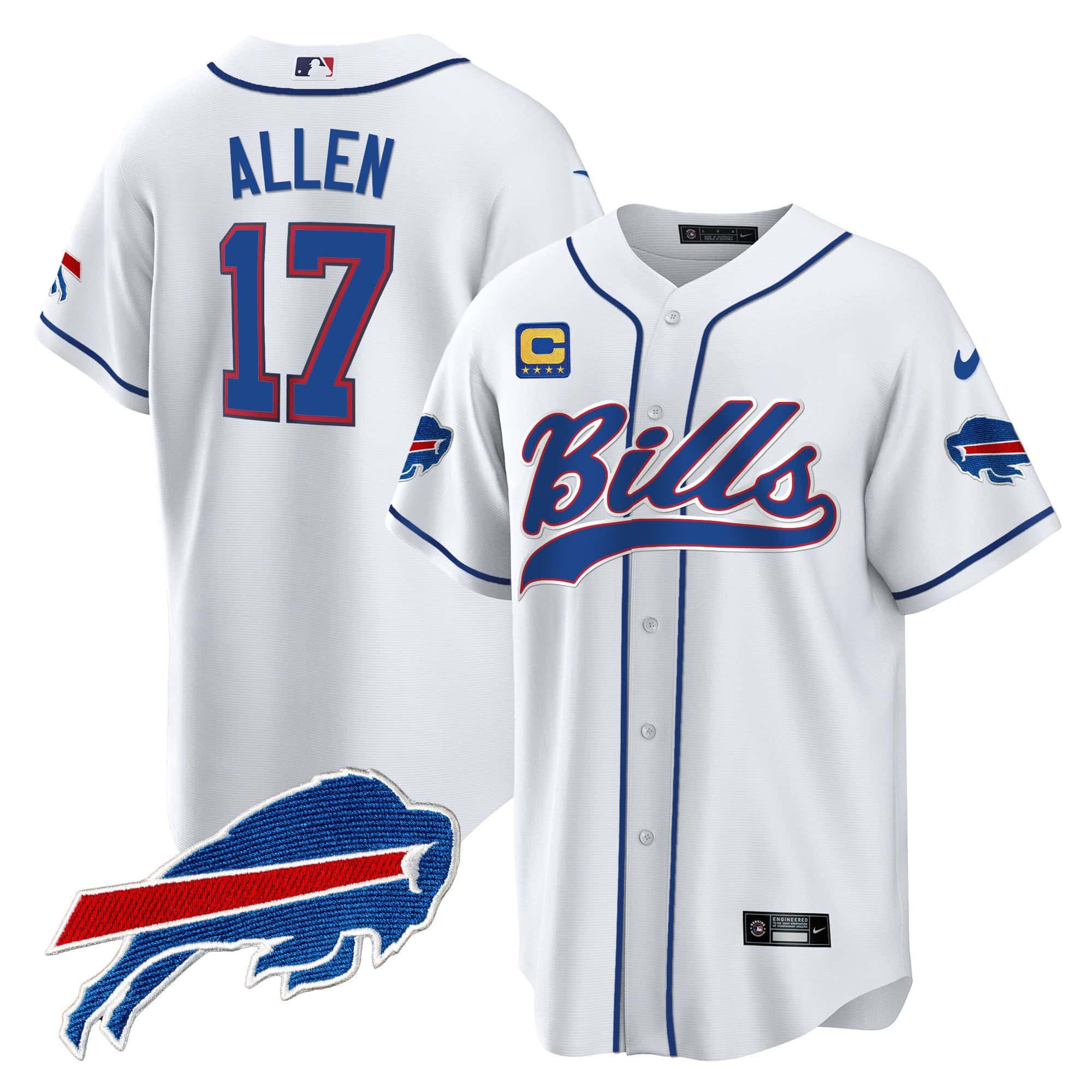 Men Buffalo Bills 17 Allen White 2024 Nike Baseball Game NFL Jersey
